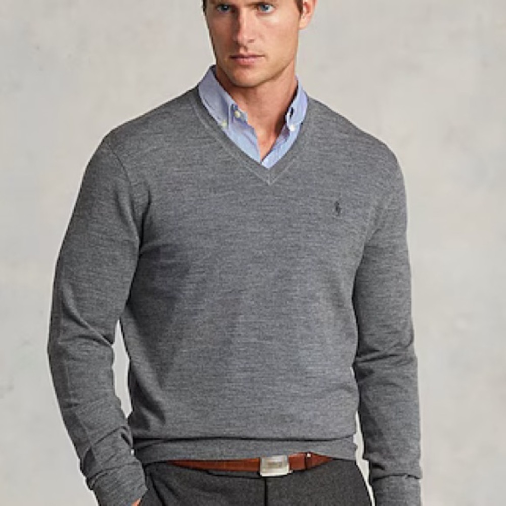 Polo Ralph Lauren V-Neck Long Sleeve Cotton Sweater Size XL